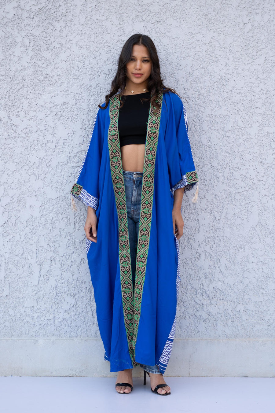 Elegant Blue Egyptian Cotton Abaya, Summer Abaya, Cardigans, Boho Kimono, Women's Duster, Boho Cardigan, Duster, Cardigan