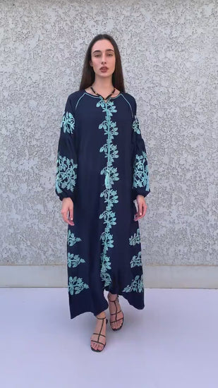 Black embroidered cotton Caftan, caftans for women, Kaftan maxi, embroidered Caftan dress, Caftan maxi dress, Caftans for women, Caftans