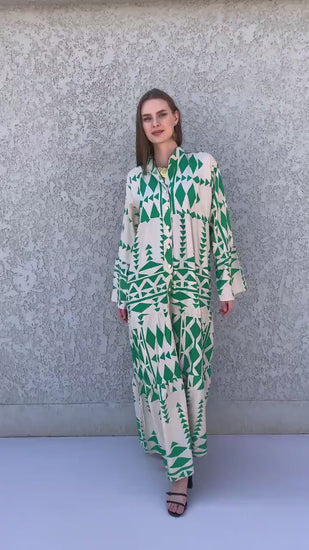 Boho Flared sleeves print Summer Kaftan, Caftan, caftans for women, Boho Kaftan dress, Caftans for women, summer kaftans, Olive green