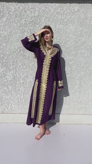 Green royal embroidered caftan, Cotton caftans for women, Cotton caftan, Egyptian cotton kaftan, summer caftan dress, wedding caftan