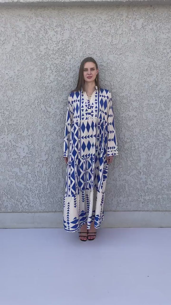 Beautiful blue print kaftan dress, caftans for women, Boho Kaftan dress, Caftans for women, long summer kaftan, kaftans, caftan