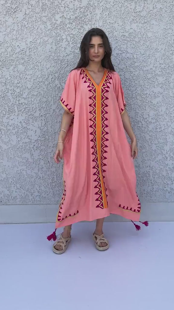 Plus size yellow cotton embroidered caftan, Cotton caftan, Plus size Kaftan, Free size Bohemian Caftan, Cotton Kaftan, Exotic Kaftan