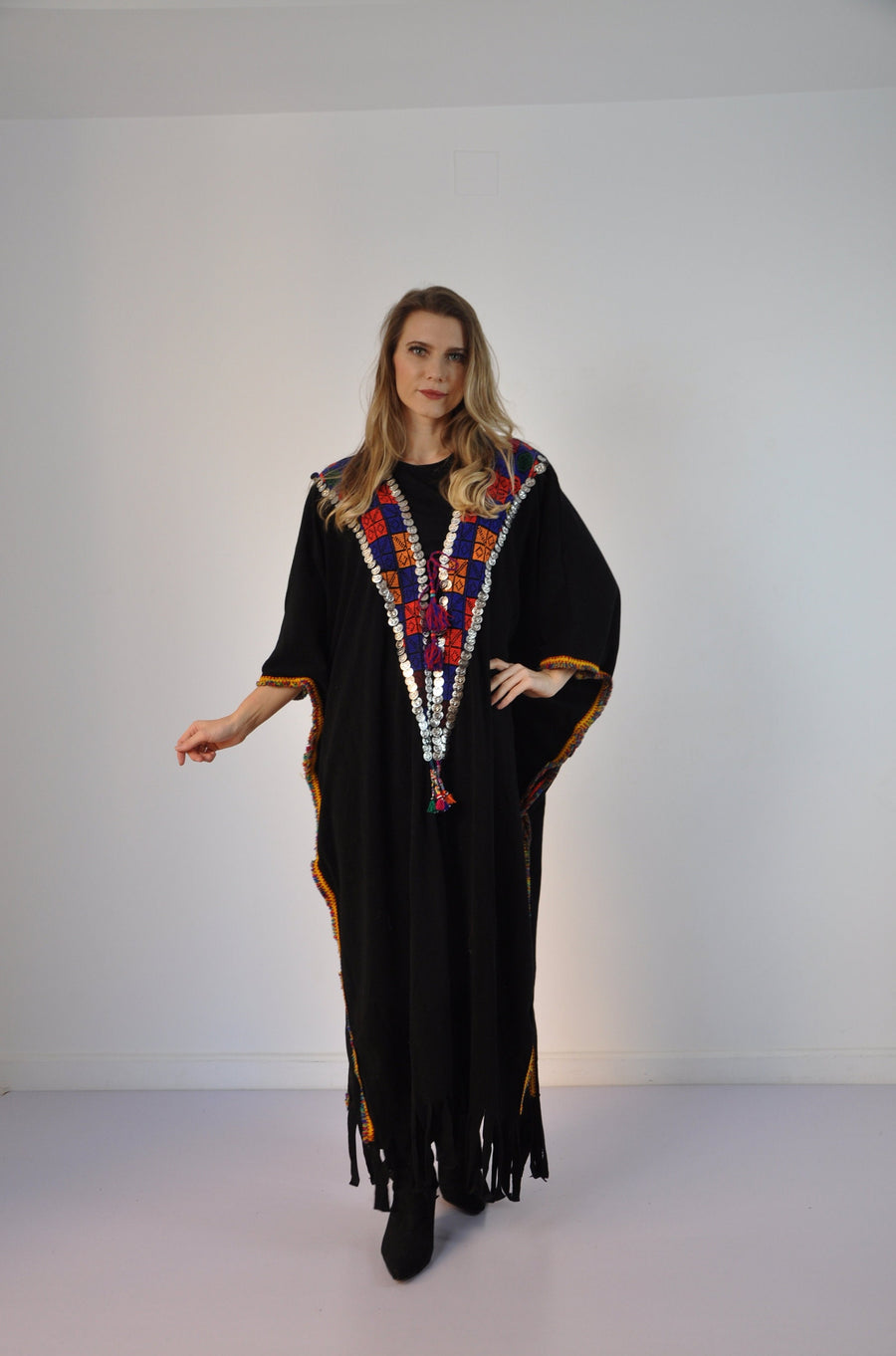 Bedouin Hand embroidered Kimono cardigan, Black Kimono, Boho Kimono Ca –  Gipci