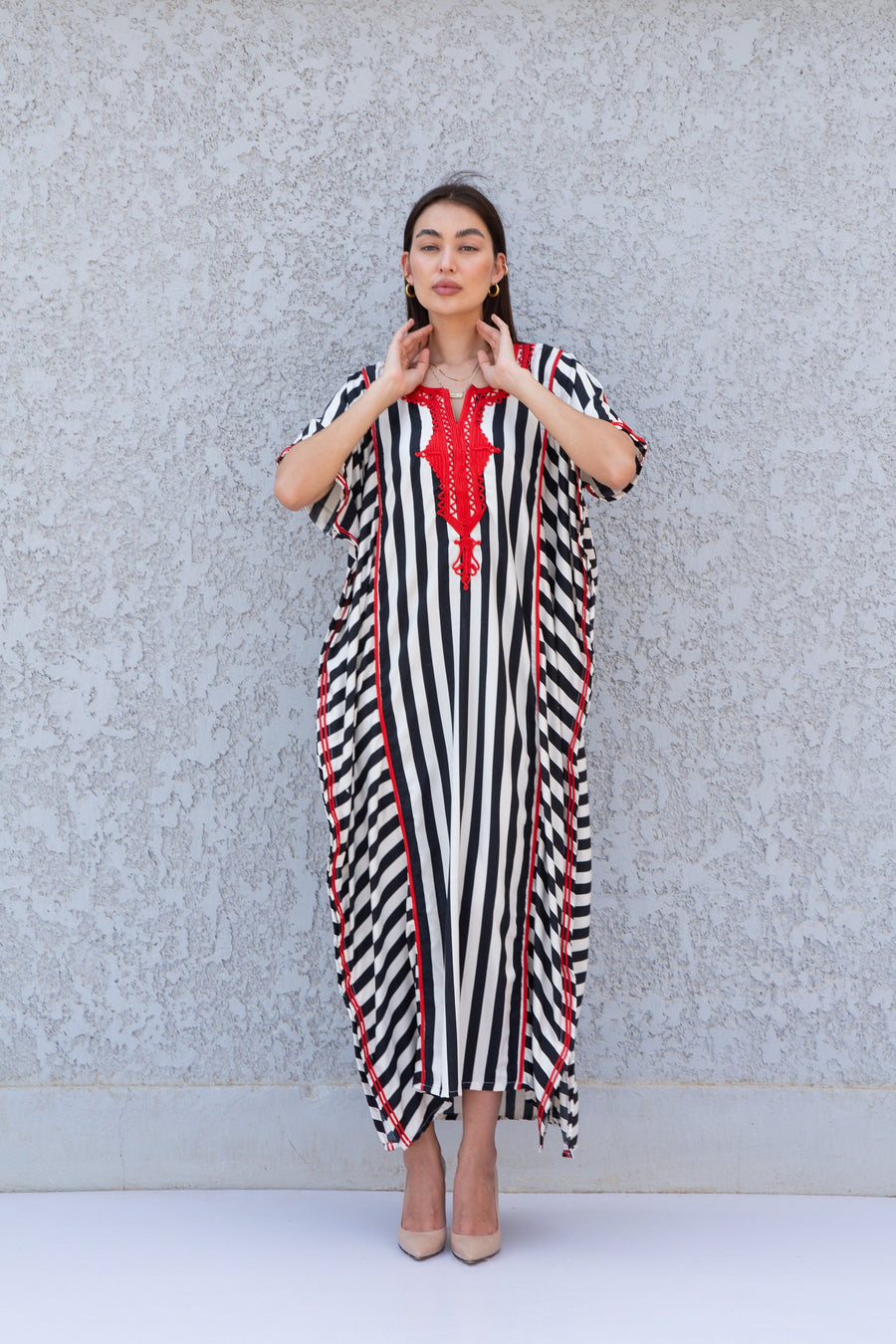 Striped hand embroidered kaftan dress, Plus size Caftan dress, Classy Caftans for women, Boho, caftans for women, caftans, kaftans, 10-23